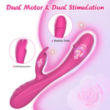 Load image into Gallery viewer, Rabbit Vibrator Sex Toy 3in1 Dildo for Women,7 * 7 Vibrators Modes CKSOHOT 8.4&#39;&#39; Liquid Silicone Sex Toy Dildos,IPX7 Fully Waterproof - Rose
